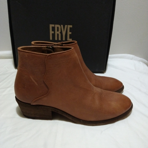 Frye Shoes - Frye Cognac Carson Piping Leather Booties